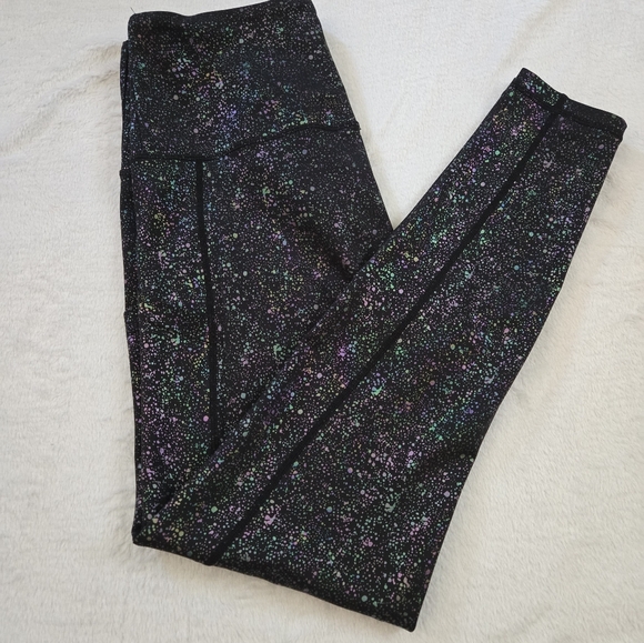 LoveHerShop Slimming Rainbow Paint Splatter Leggings Size Large - Picture 2 of 8